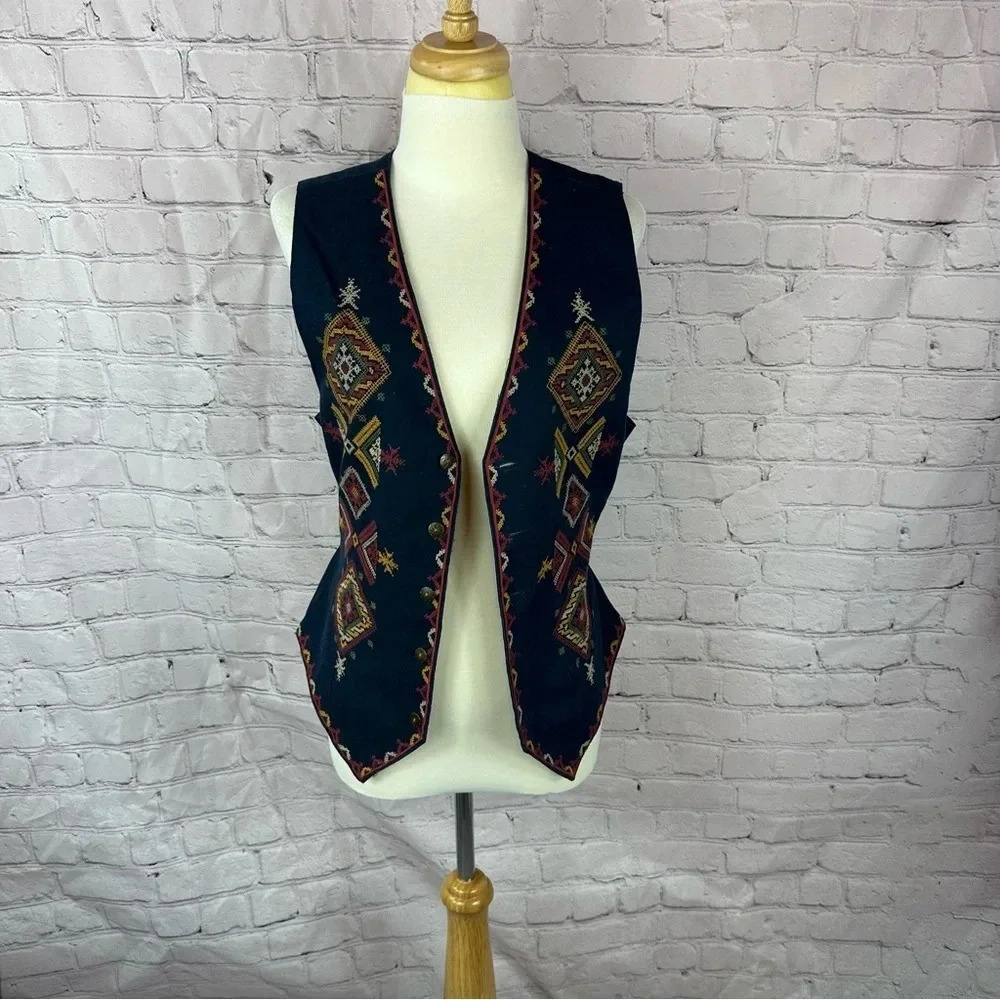 vintage cambridge dry goods company needlepoint southwest western vest sz med
